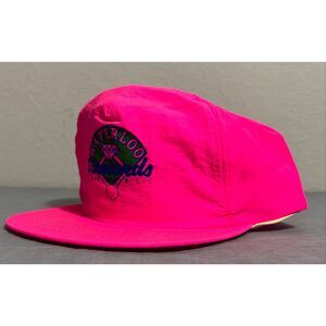 Vintage 90s Waterloo Diamonds MiLB Baseball Hat Neon Pink Nylon Snapback Cap NEW